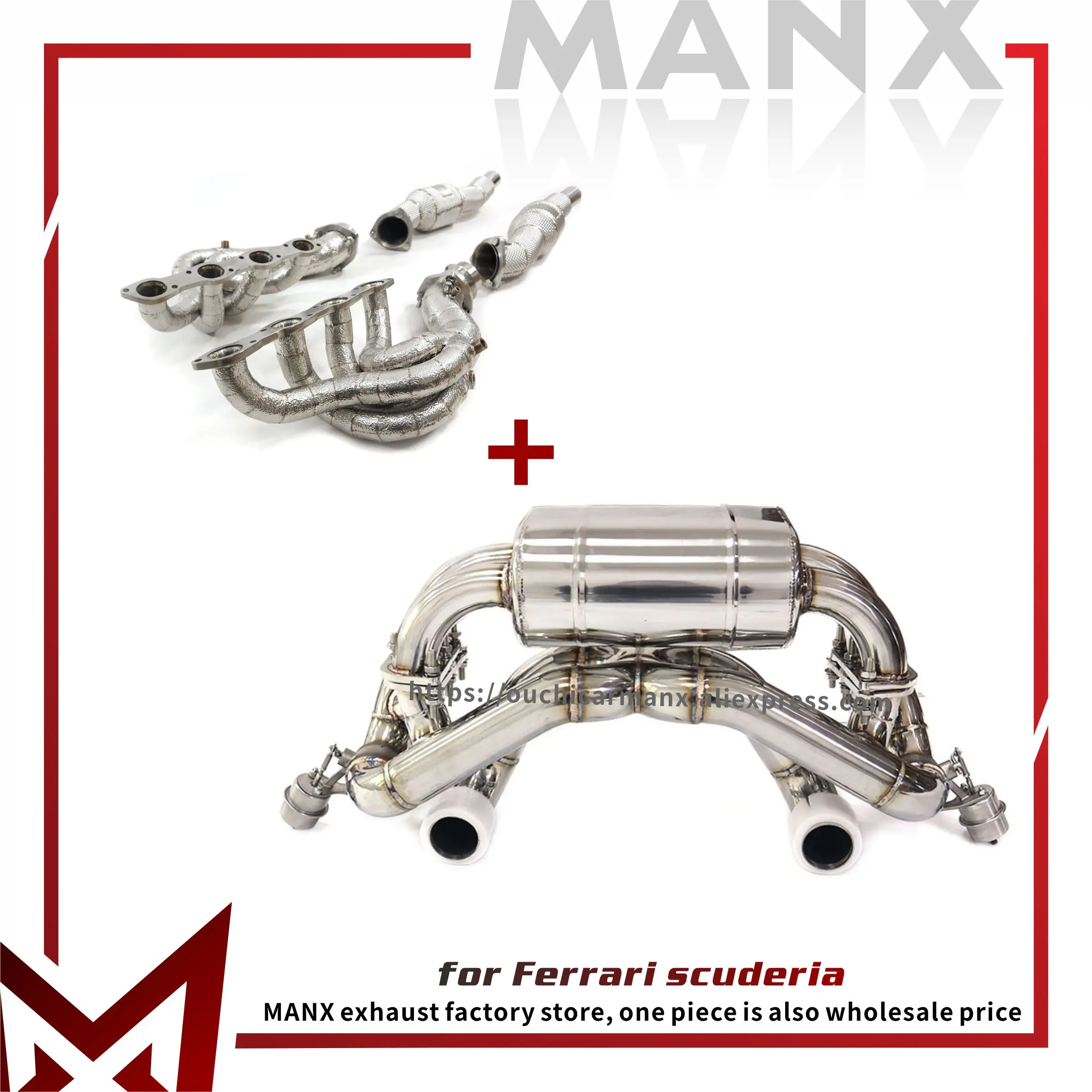 

MANX for Ferrari F430 scuderia Catback Vacuum valve Downpipe with Heat shield High performance Manifold SS304