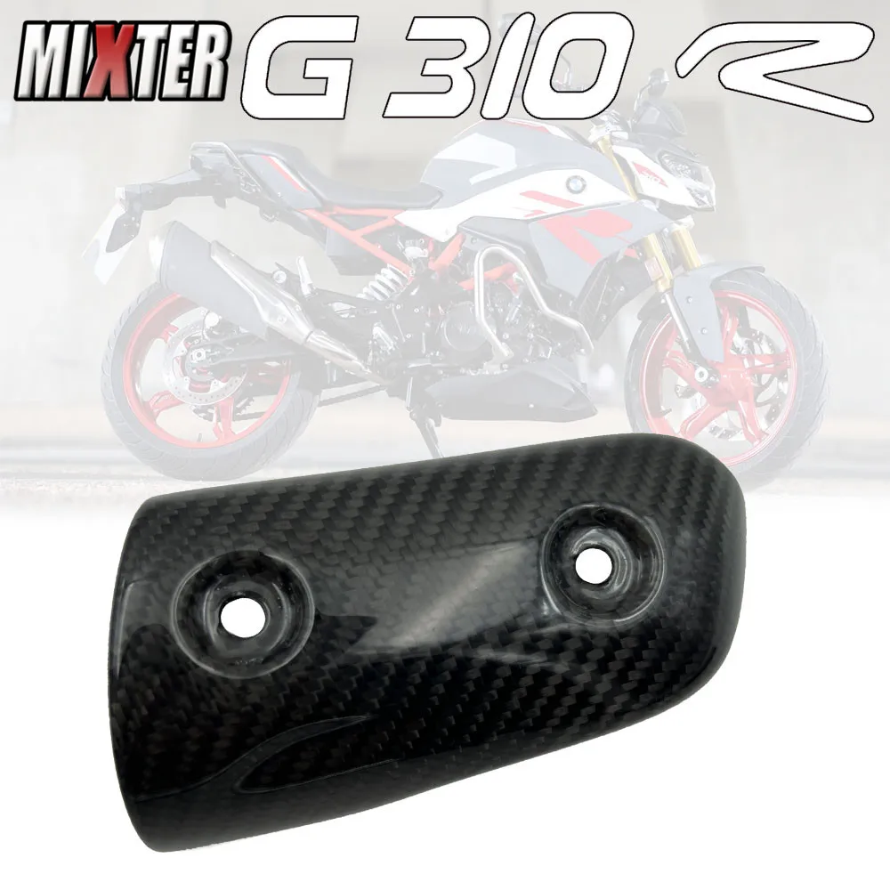 Motorcycle Real Carbon Fiber Exhaust System Mid Link Pipe Heat Shield Cover Guard Anti-Scalding Shell For BMW G310R G310-R 17-23