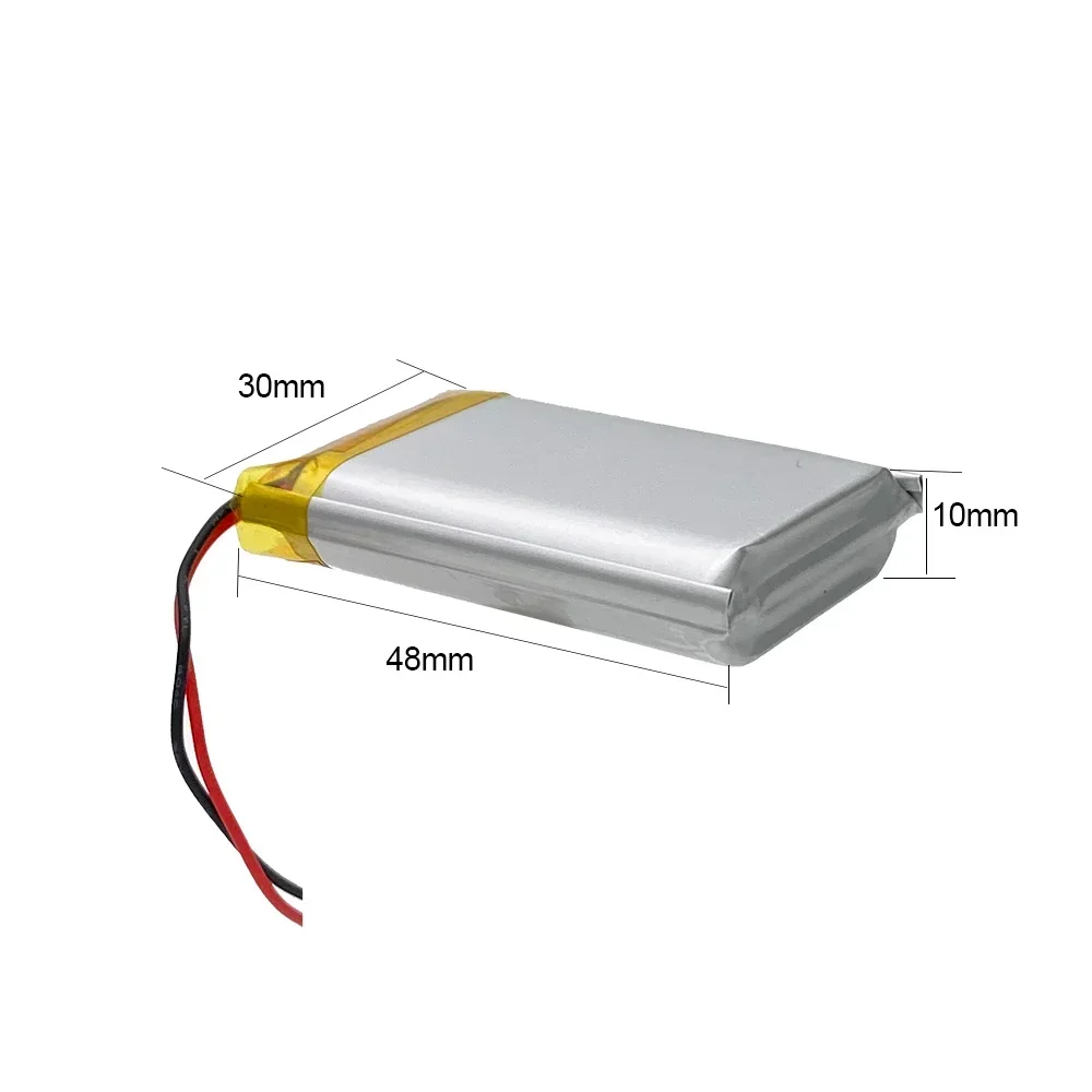 3.7V 103048 1650mAh Rechargeable Lithium Li-polymer Battery Replacement DIY Battery for Camping Lamp Headlight Audio Massager