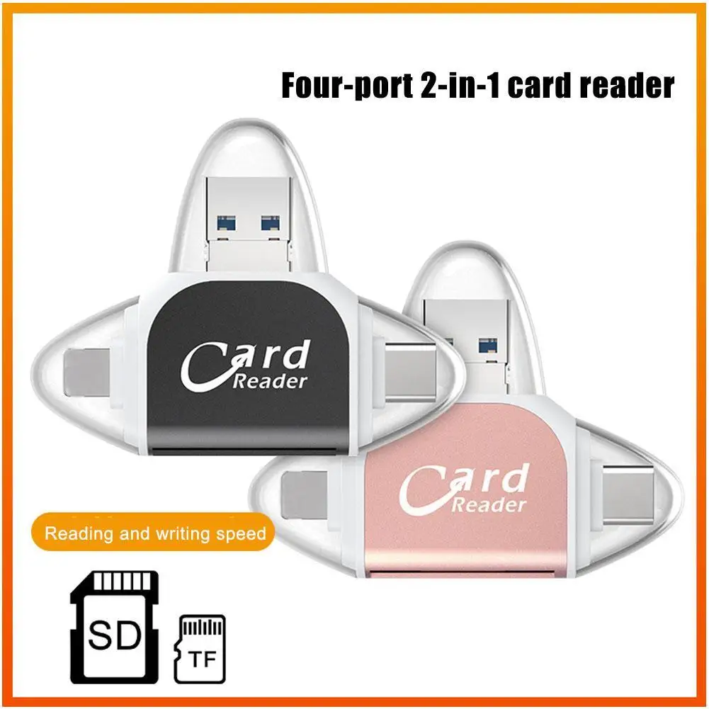 1 Set Multi-function 4 In 1 USB 2.0 OTG Card Reader Universal Micro USB TF SD Card Reader For PC Phone Computer Laptop Adapter