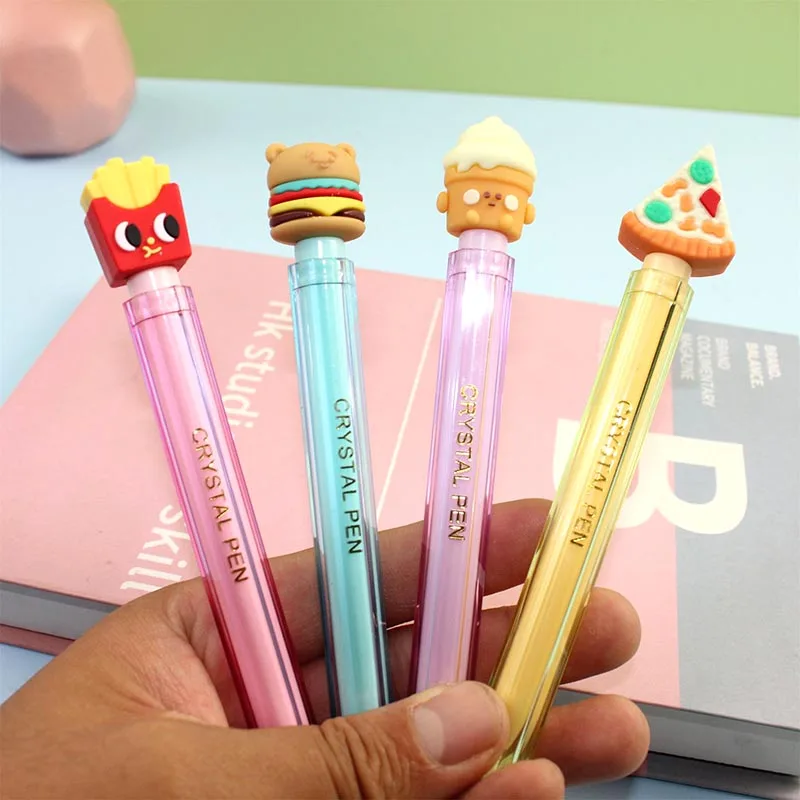 48pcs/lot Creative Hamburger Bear Gel Pen Cute 0.5mm Black Ink Neutral Pens Promotional Gift Office School Supplies