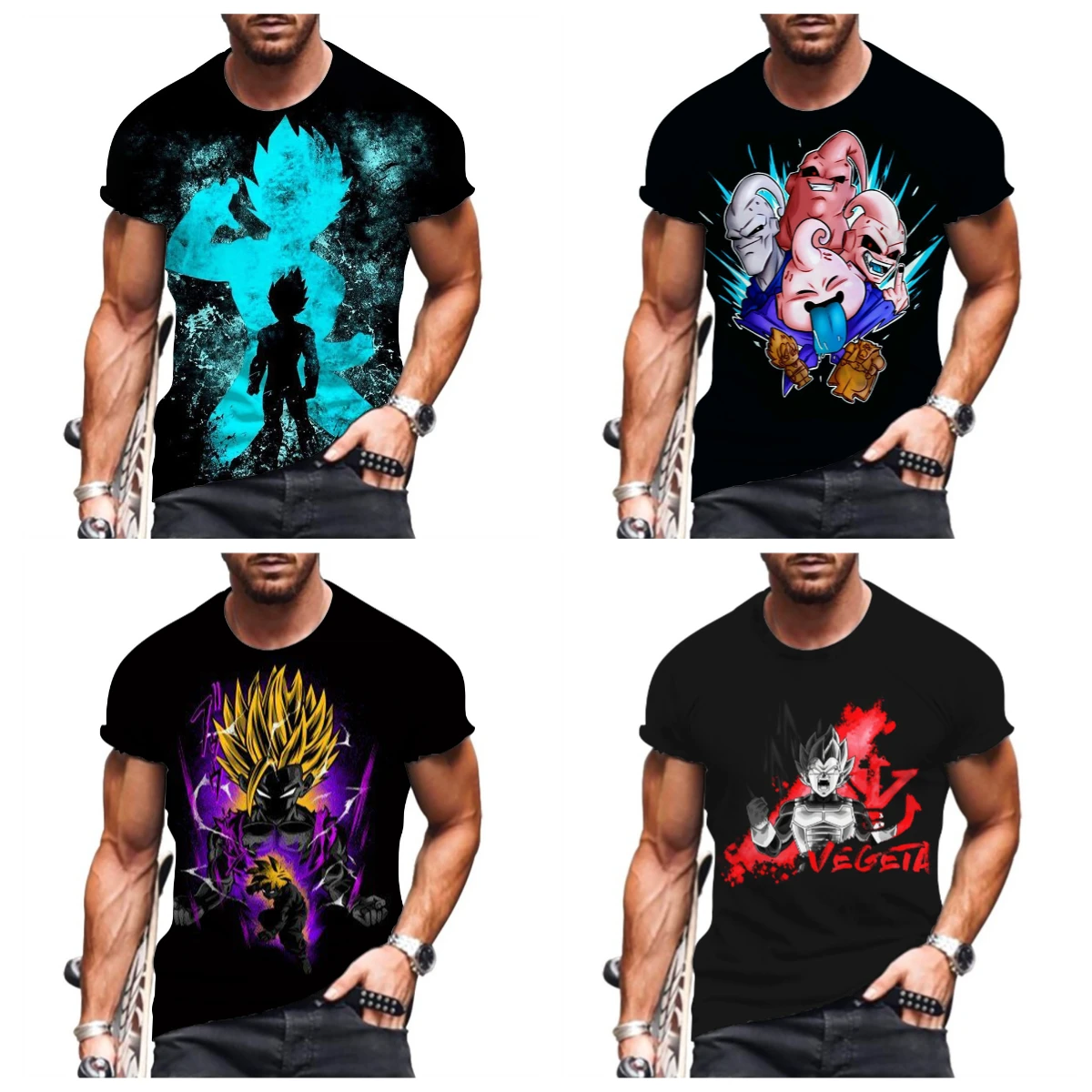

2025 Summer Hot-selling New Dragon Ball Z T-shirt 3D Fashion Short-sleeved Crew Neck Casual Animation Super Saiya Wukong