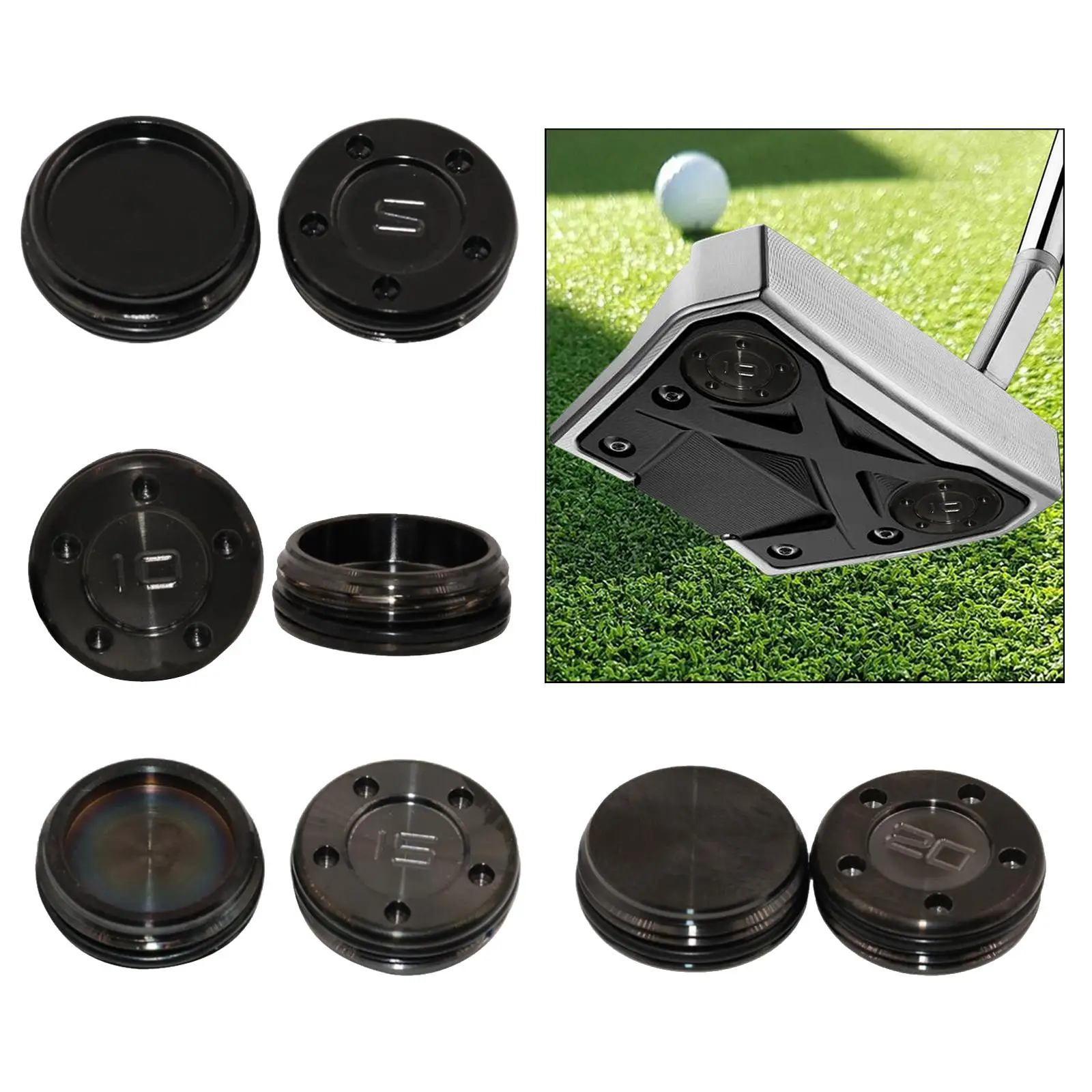 

2Pcs Golf Putter Weights with Protective Rubber Seals Alloy for Clubs Head Putter Parts Sturdy Replacement Golfer Gift Black
