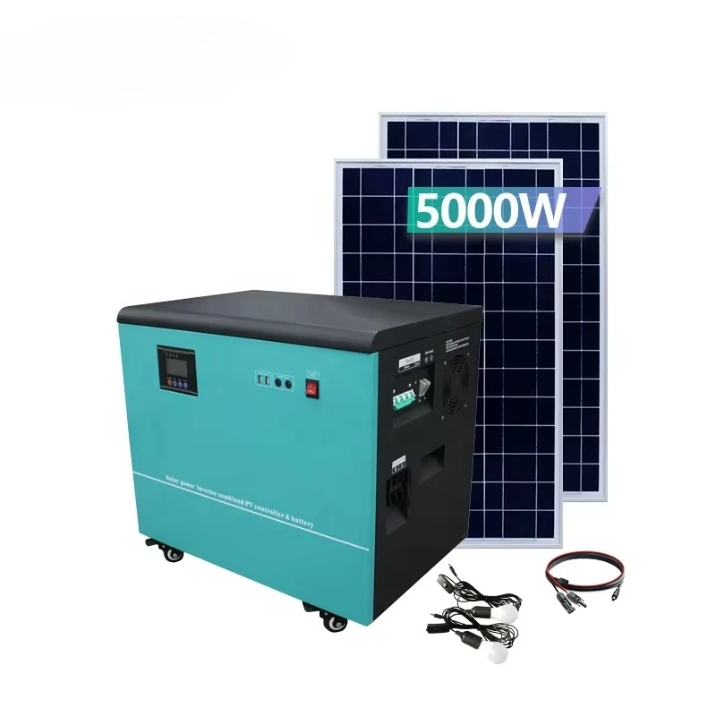 5000w all in one solar power generation portable power generation system with  panel