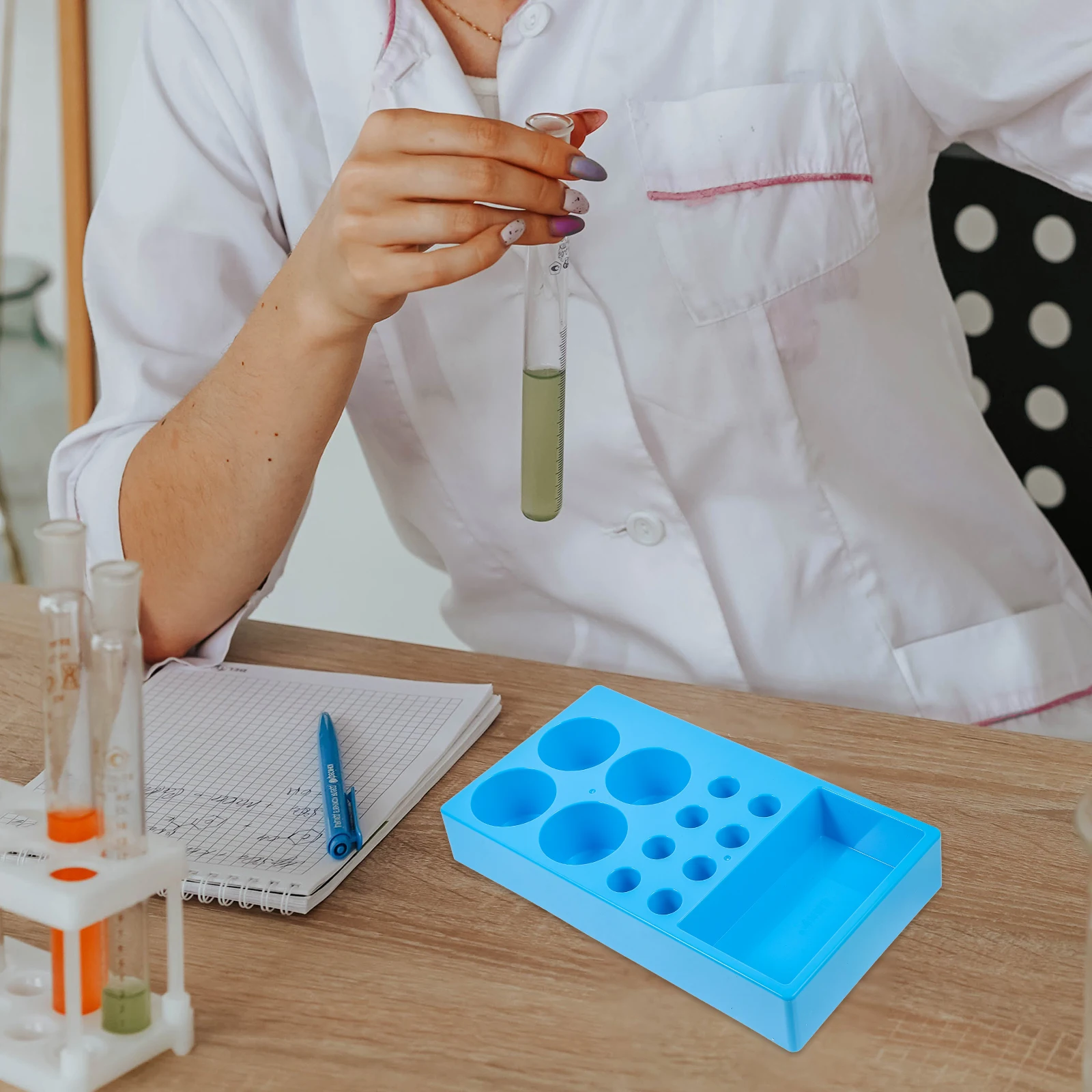 

Portable Specimen Box Test Tube Stand Stool Sampling Tubes Rack Bottle Sky-blue Tray Plastic Holder Urine Collection Nurse