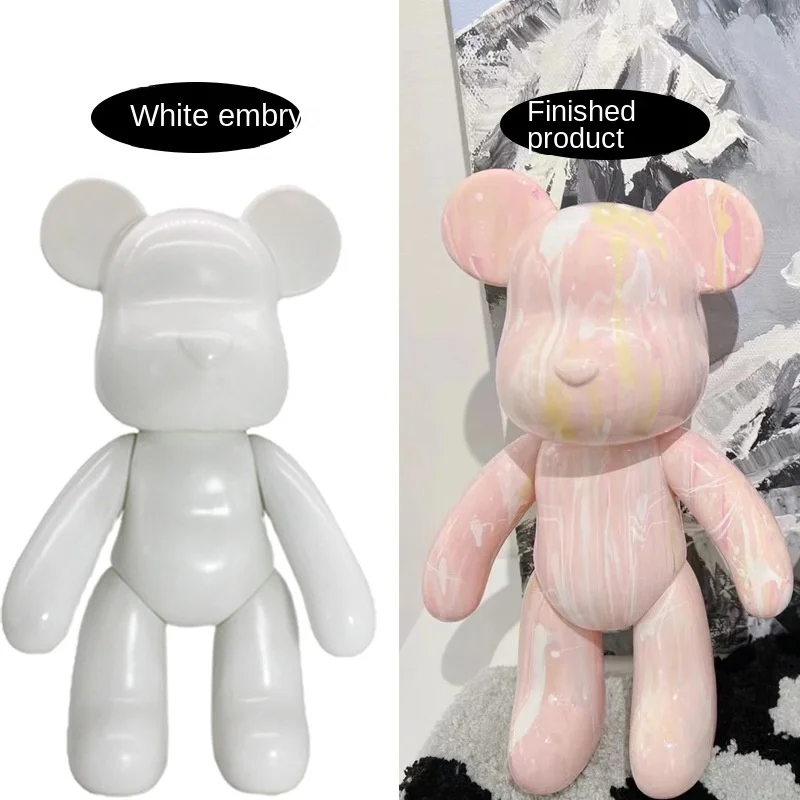 DIY Fluid Bear Sculpture Handmade Violent Bear Bearbrick White Blank Mold Doll Toy Graffiti Painting Ornaments Gift Home Decor