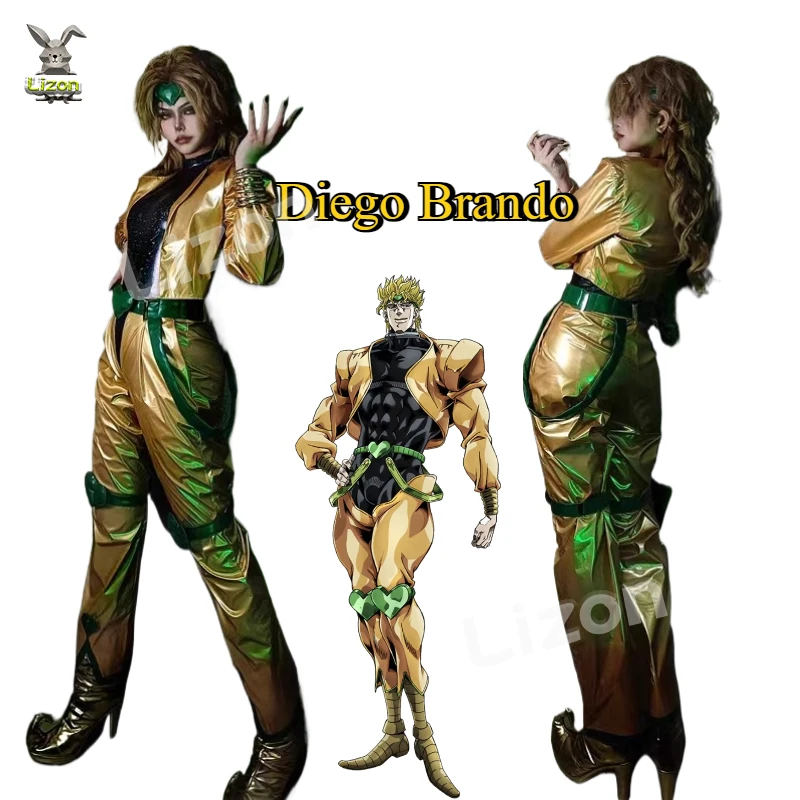 Anime Bizarre Adventure Cosplay Costume Dio Diego Brando Golden Gold Version Halloween Party Clothing