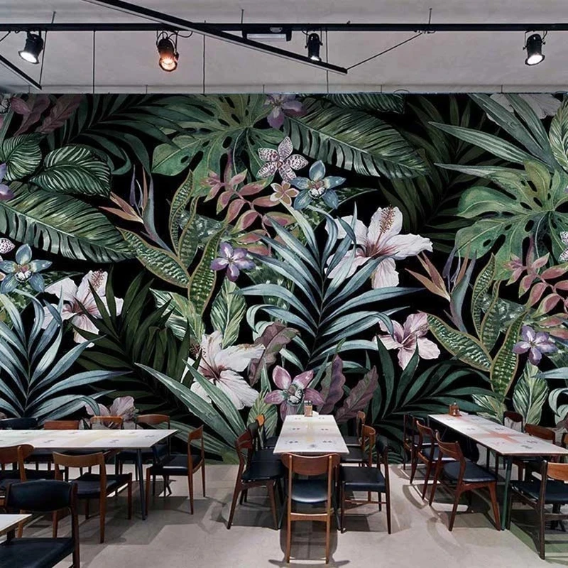 Custom Mural 3d Pastoral Art Tropical Rainforest Banana Leaves Restaurant Wallpaper Living room sofa TV background wall bedroom