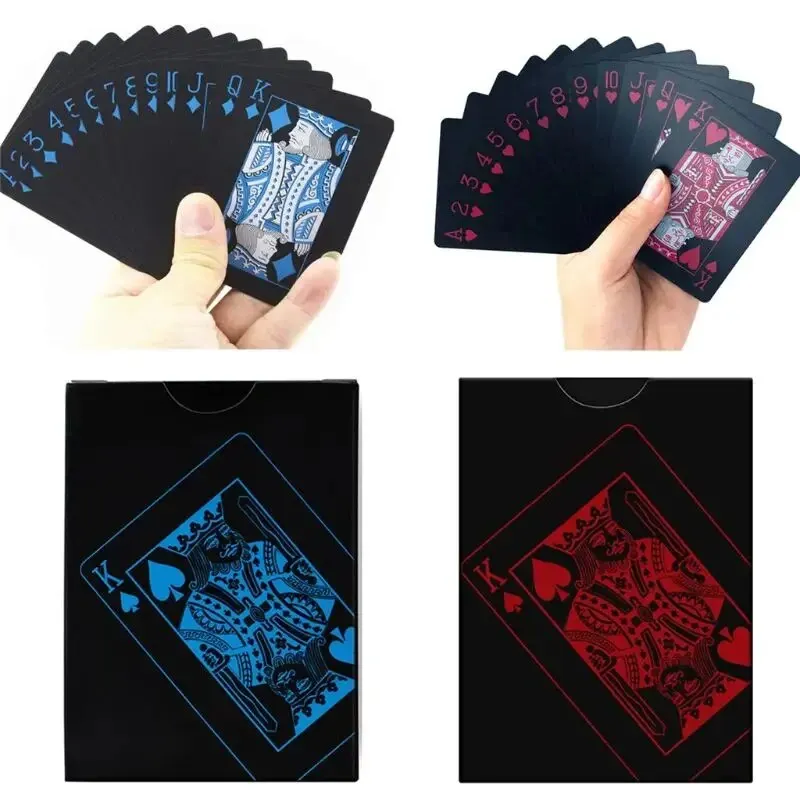 Kualitas tinggi 1 Set kartu Poker berlapis Foil hitam kartu bermain tahan air koleksi edisi terbatas Poker ajaib hadiah kreatif