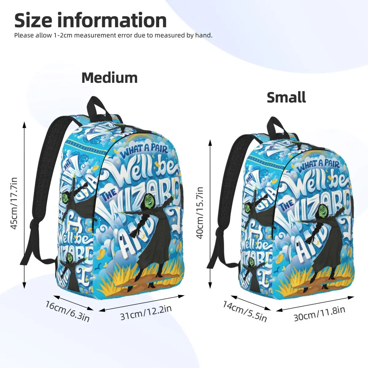 Custom American Fantasy Movies W-Wickeds Canvas Backpacks Men Women Casual Bookbag for School College Magic Movies Bags