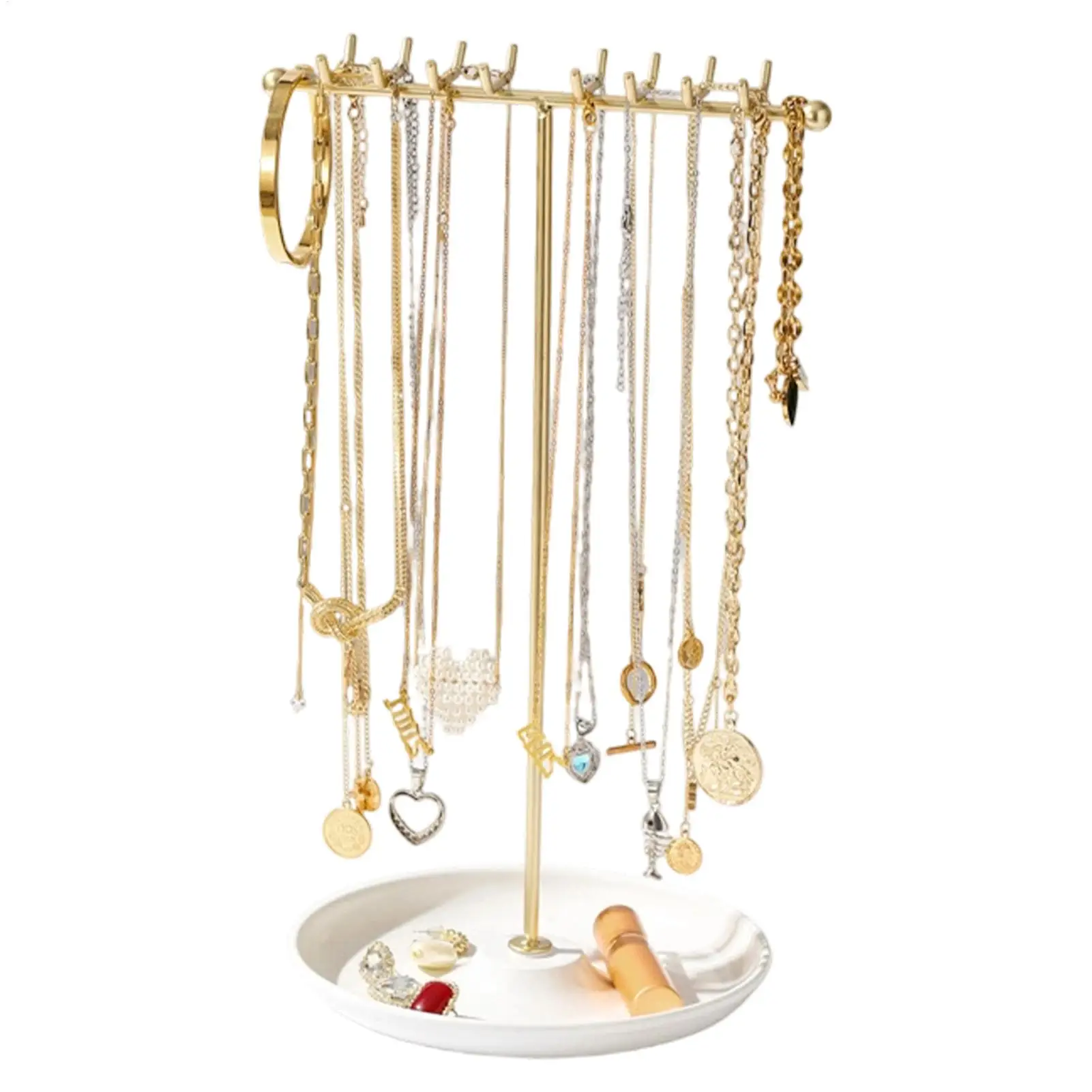 

Органайзер для украшений: металлическая подставка-держатель с крючками для хранения браслетов, серег, колец, мелких украшений и часов