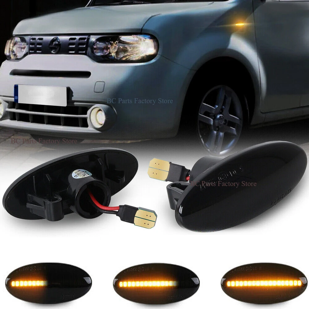 Car Side Marker Lights Dynamic LED Turn Signal Light For Nissan Qashqai J10 X-trail T31 Cube Juke Leaf Micra K13 Note E11 NV200