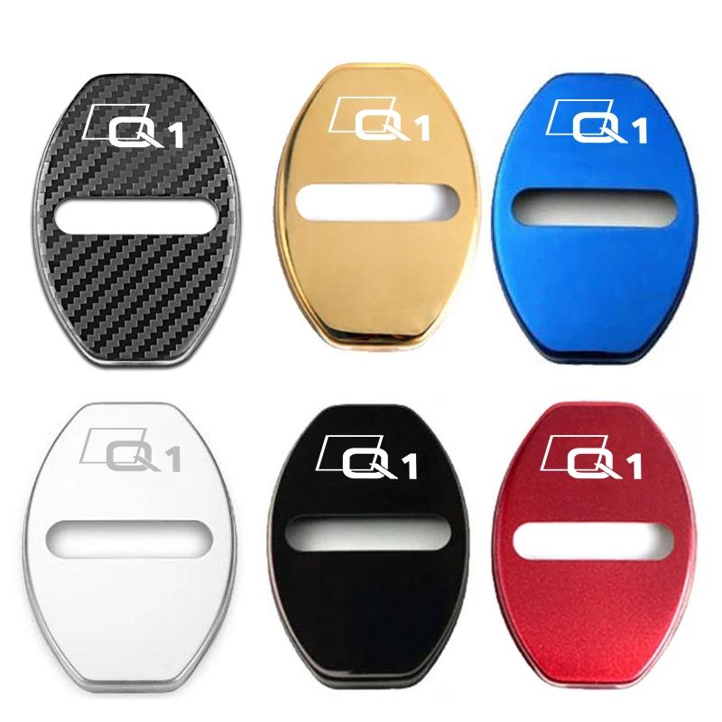 Car Styling Stainless Steel Protective Case Door Lock Caps for Audi Q1 Logo 3D Stickers 4pcs Cover Anti-scratched Decoration