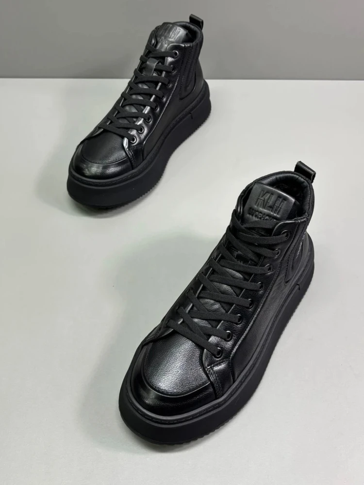 

High Quality Casual Leather Men's Shoes Comfortable Fashionable Versatile Business European Style Handsome round Toe Thick Bo...