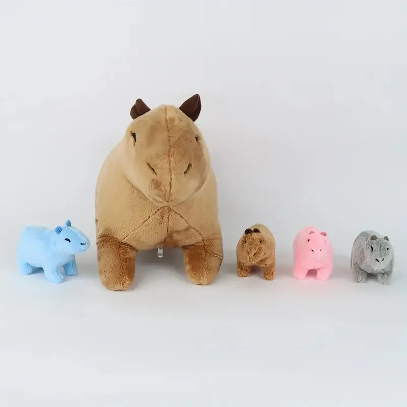 34cm Halloween Mother-child Water Guinea Pig Five-piece Soft Animal Doll For Boys and Girls Christmas Halloween Holiday Gifts