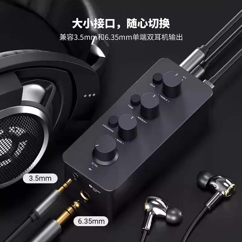 For Fosi SK01 Headphone Amplifier Computer Desktop 3.5 Aux Recording Hifi Headphone Amplifier Front-end
