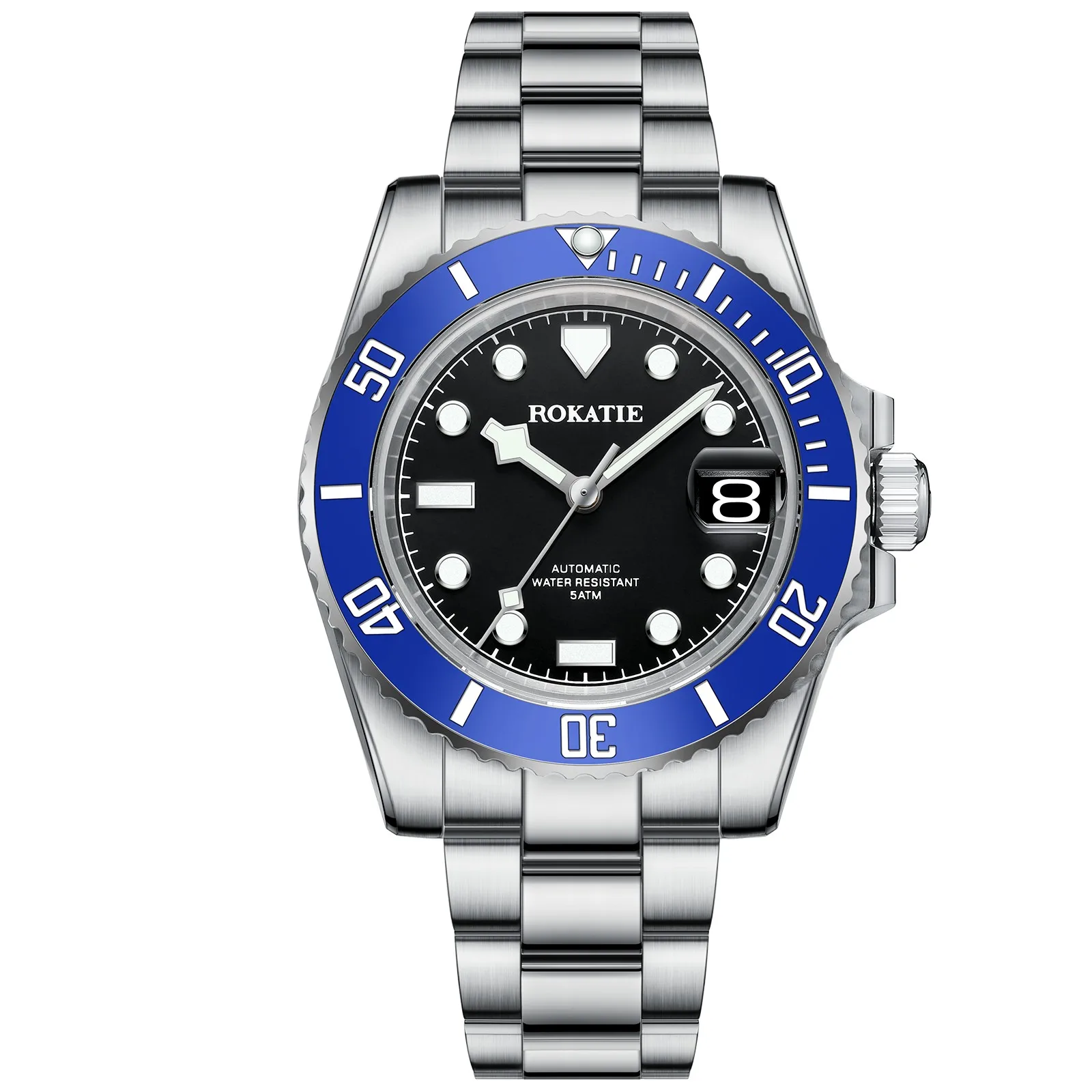 ساعة يد ميكانيكية من ROKATIE تصميم باجاني NH35 ساعة أوتوماتيكية بحركة يابانية 5 ATM ساعات رجال أعمال مضيئة فاخرة