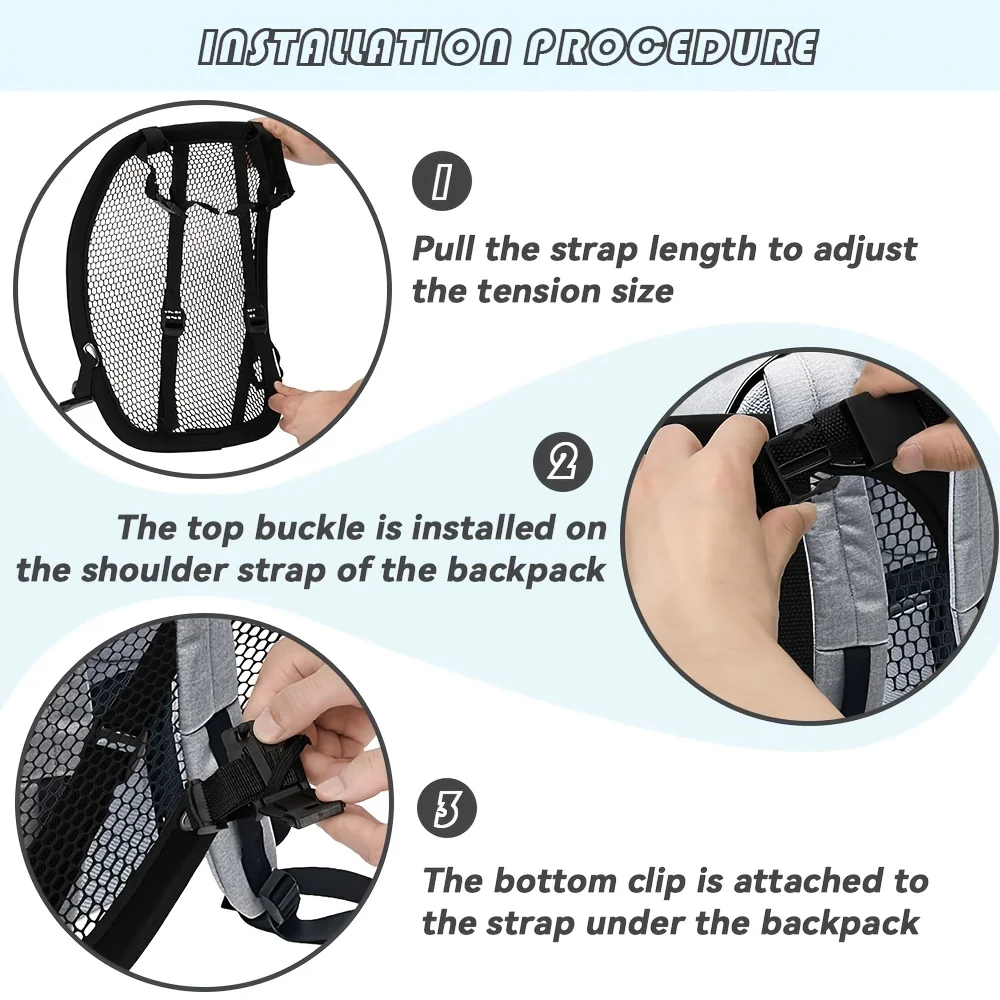 Ergonomic Ventilation Frame, Lightweight Spinal Support, Quick-Fit Airflow Back Panel for Hiking & Commuting Backpacks