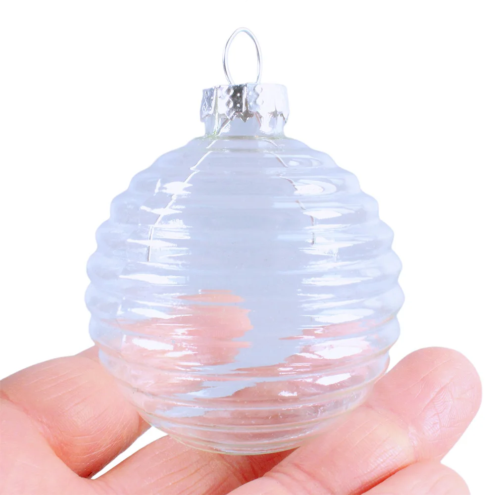 

5 Pieces x DIY Paintable Christmas Decoration Ornament, 66mm Glass Stripe Ball