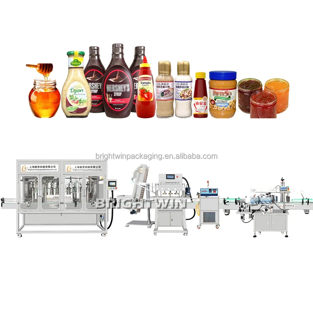 Automatic Ketchup Ginger Garlic Sauce Production Line Hot Sauce High Viscosity Liquid Paste Fruit Jam Filling Machine