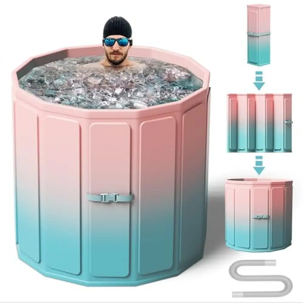Foldable Ice Bath Tub Large Size 77 Gal Muscle Recovery Outdoors Gyms Quick Opening Portable Cold Water Therapy No Installation