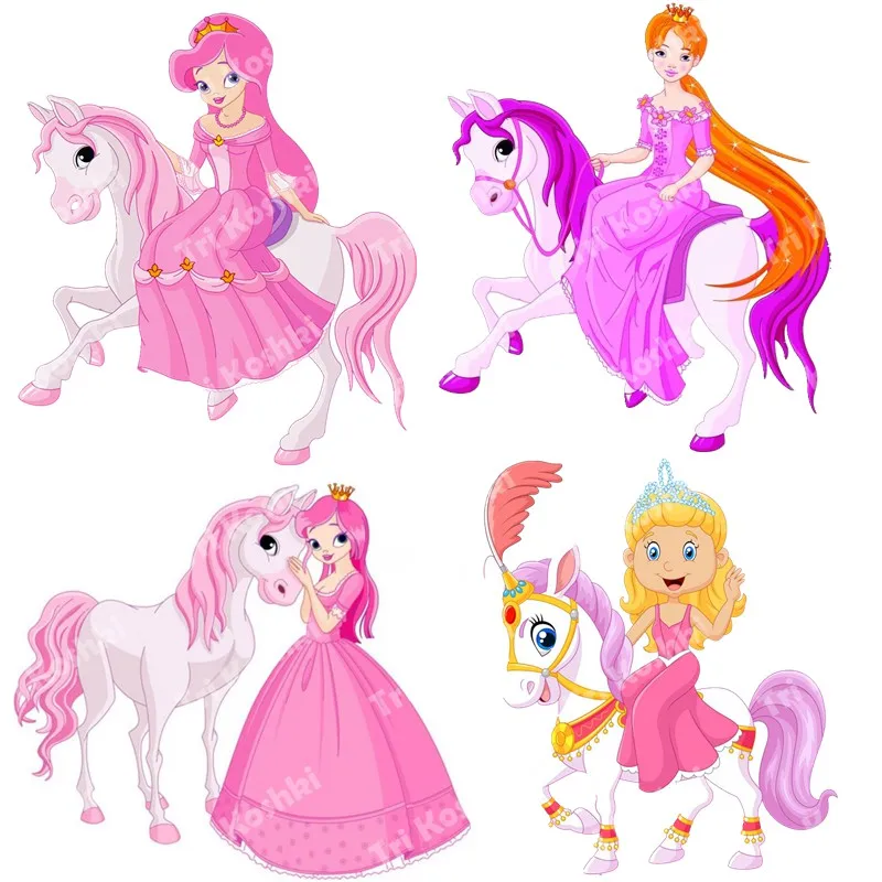 Tri koshki RC099 Princess on a Pony Child Wall Sticker Waterproof Decal Home Decoration Kids Room Children Desk Self-adhesive