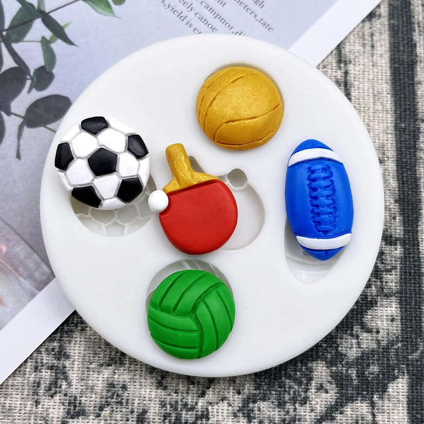 Basketball Volleyball Football Rugby Table Tennis Silicone Mold Sugarcraft Cupcake Baking Mold Fondant Cake Decorating Tools