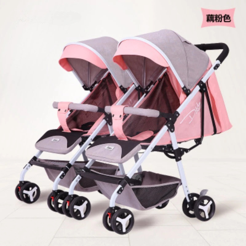 

Twins Baby Stroller Can Sit and Lie Baby Carriage High Landscape Lightweight Collapsible Double Seat Carts 0-4 Years Old