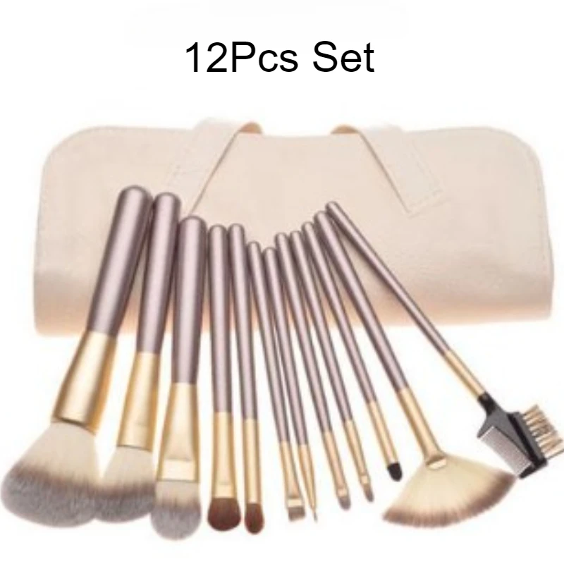 12-delige make-upborstels Premium synthetisch houten handvat Vloeibare blending Blush make-upborstelsets Schoonheid cosmetische borstels voor ooggezicht