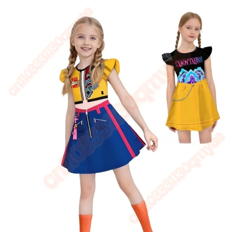 

2025 аниме певцы демон Мира Руми костюм охотников платье для косплея 3D принт Хэллоуин вечерние платья сценические наряды для детей 3-12 лет