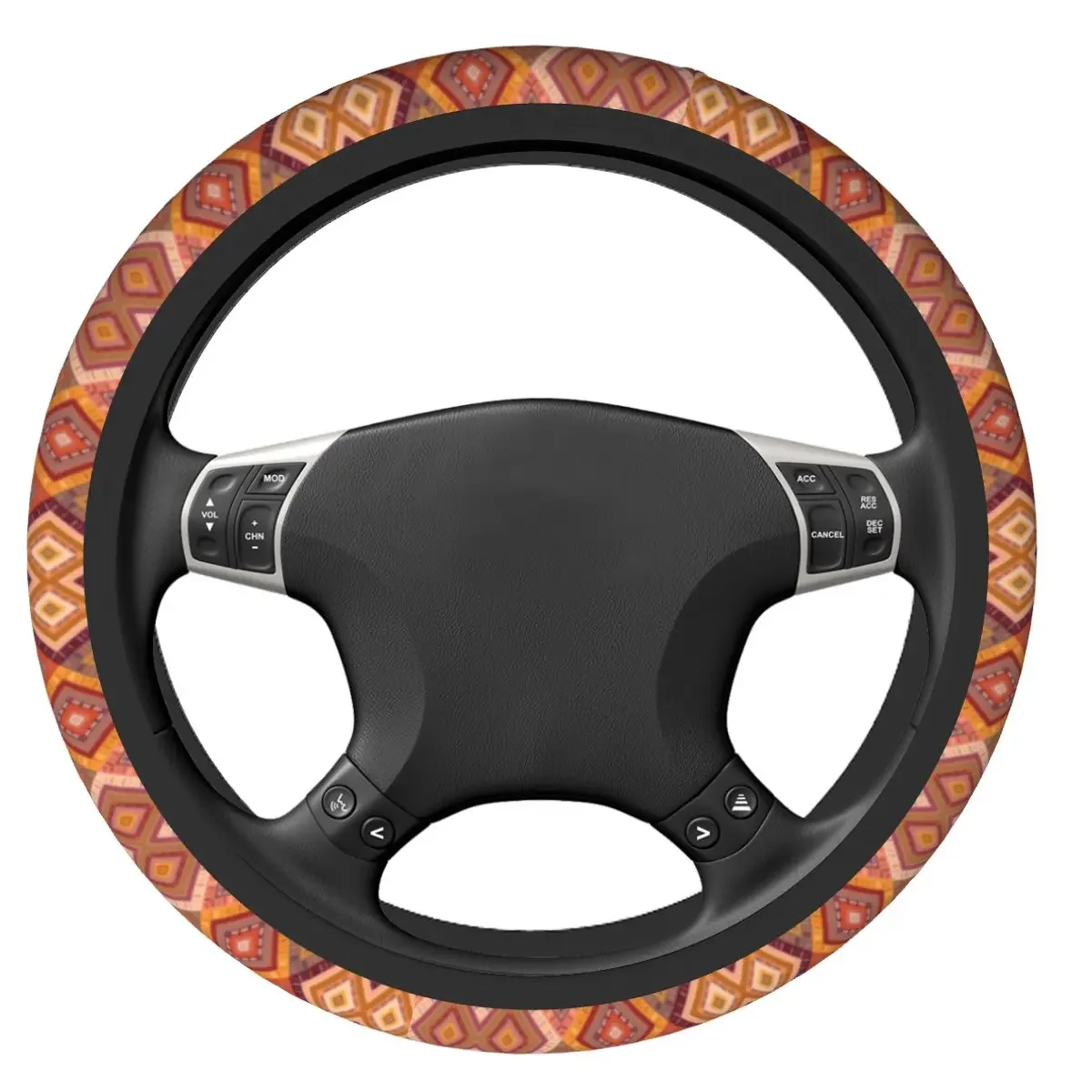 Kilim Diamonds Turkish Ethnic Auto Car Steering Wheel Cover Tribal Carpet Universal 15 inch Steering Wheel Protector for Trucks