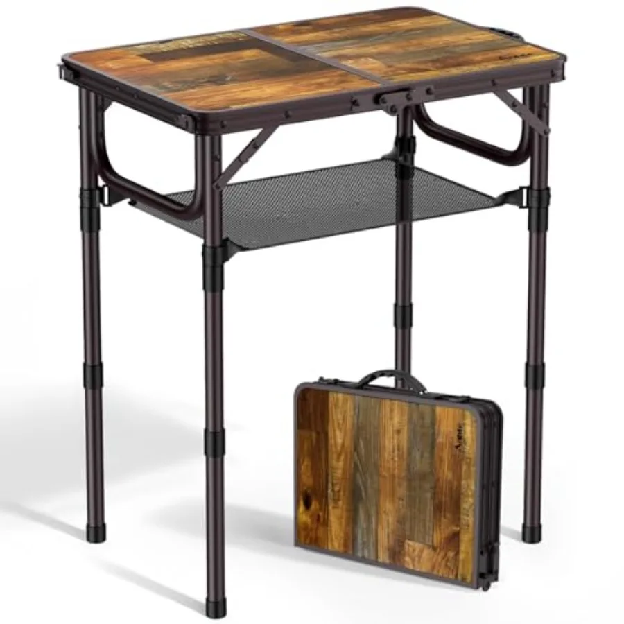 

Складной походный стол 2Feet с сеткой для хранения, 3 регулируемые высоты, 27,5 дюймов, алюминиевый, маленький портативный стол с ручкой для переноски