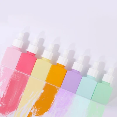 330pcs/lot 15ml Macaroon flat square Rectangle serum massage oil glass dropper bottle Pink Green Purple Blue Orange Yellow Red