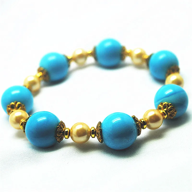 1PC HOT MEN BRACELETS CORAL AND BLUE TUQUOISE MATERIAL WITH ELASTIC WIRE FOR NEW CLOTHES AND PARTY