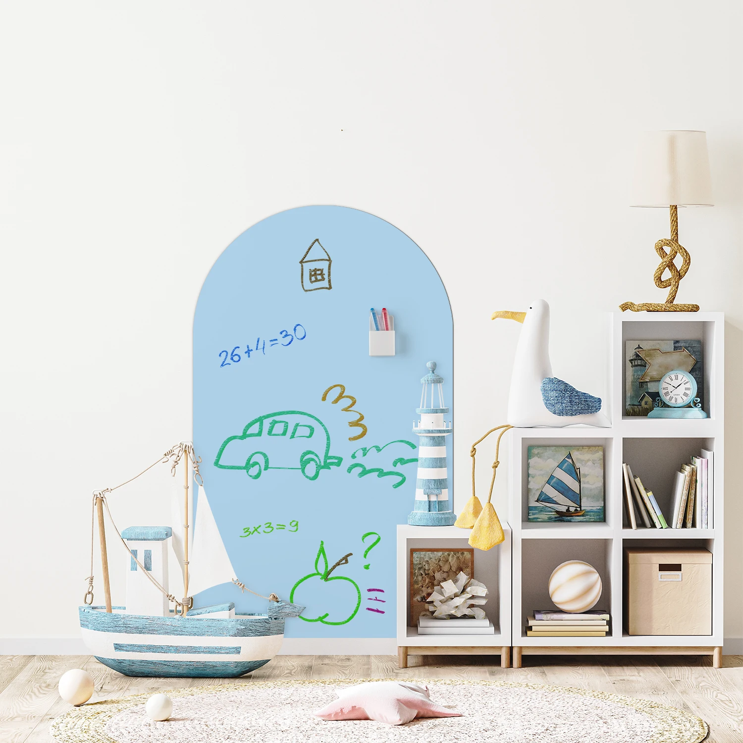 Self-Adhesive Arched Magnetic Dry-Wipe Wall Sticker, Easy to Erase, Suitable for Children's Rooms, Study Rooms, Home Decoration