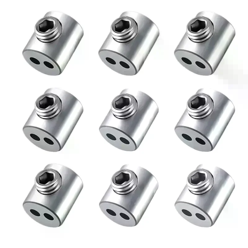 Steel Wire Rope Clamp Stainless Steel Cable Hanging Clip Double Hole Adjustable Screws Fixed Hardware Accessories 5PCS