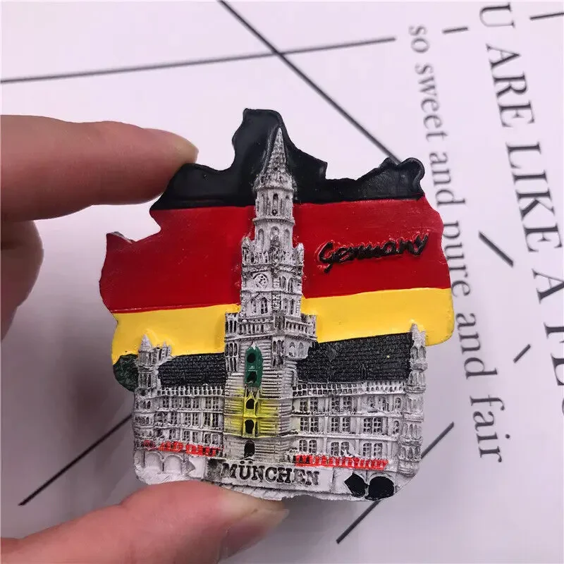 Munich Berlin Heidelberg Fridge Magnets Sticker Germany Resin Tourist Souvenir Home Decor Refrigerator Magnet Stickers