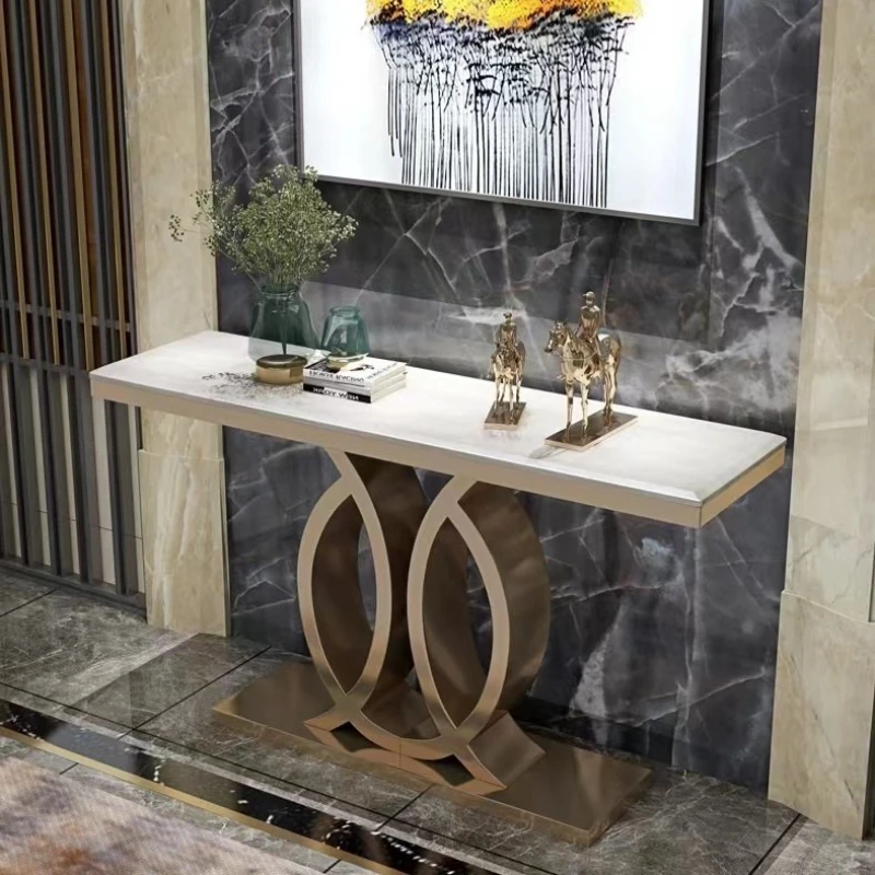 

Entrance marble aisle corridor decorative entrance table modern simple stainless steel foyer entrance cabinet