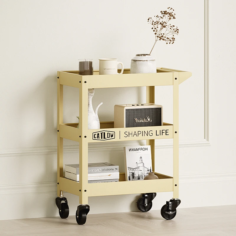 

industrial style household trolley three-layer storage living room cafe household removable storage rack