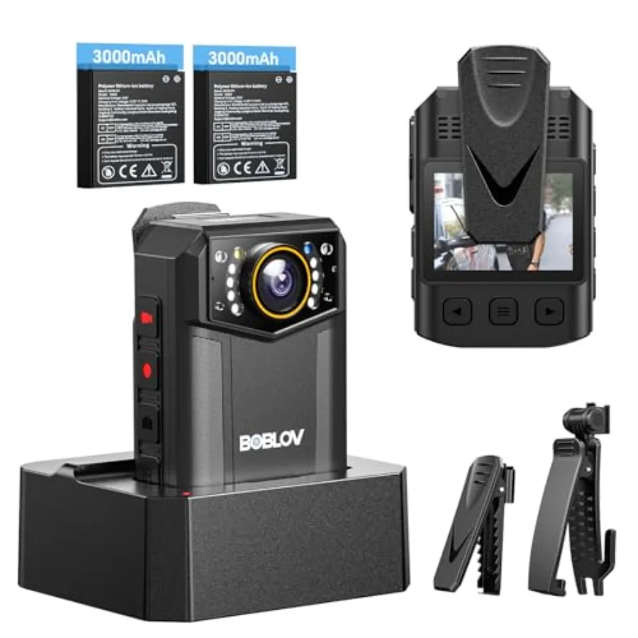 

Body Camera 4K for law enforcement and outdoor adventures, ABS plastic body, black, 8-10 hours recording with dual 3000mAh batt