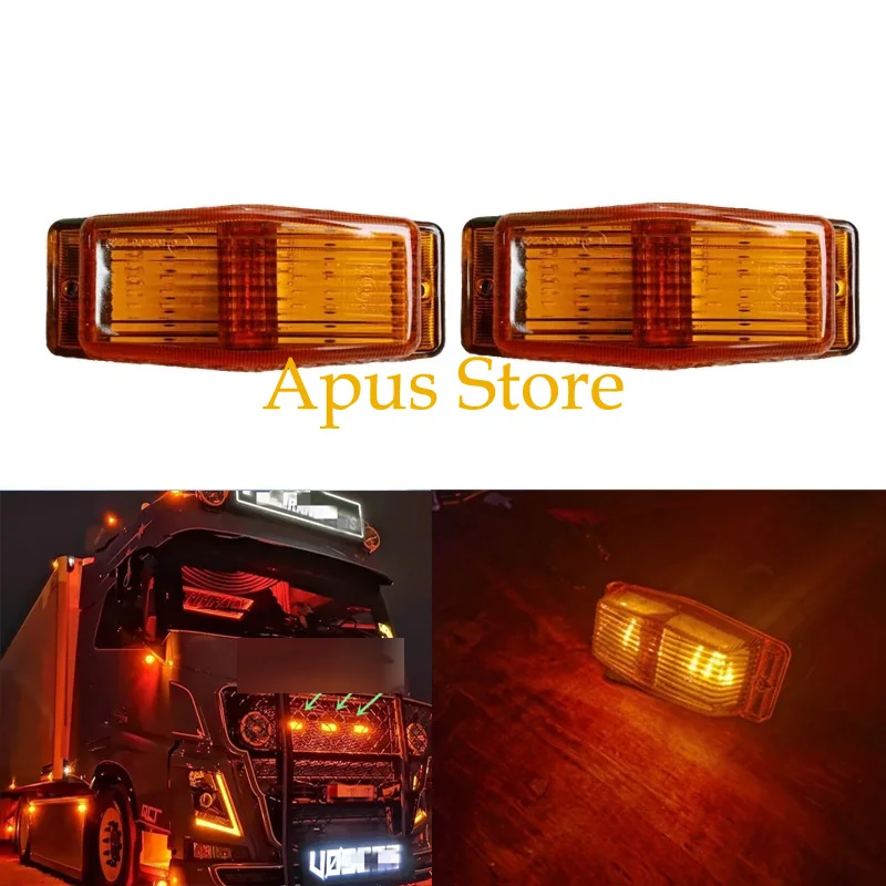 

2 PCS Amber White LED Front Grille lights lamp Fit For Euro Truck Scania Man Benz Iveco volvo DRL