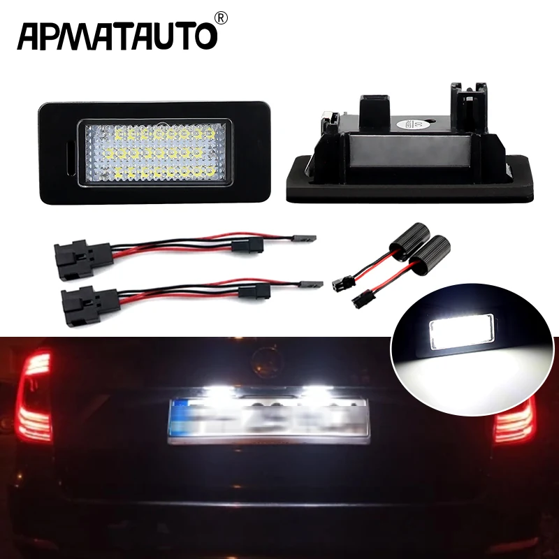 2xCanbus Led License Number Plate Lights For Skoda Octavia Combi 5E A7 Superb B6 Yeti Fabia MK3 Rapid OEM#5N0943021,1K9943021A