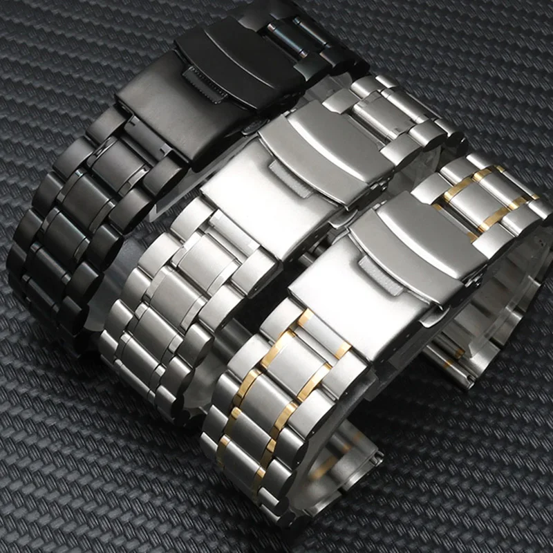 Strap 18mm 20mm 22mm 24mm Solid Staniless Steel Watchband Arc For Seiko Citizen Longines Tissot Casio Wristband For Men Bracelet