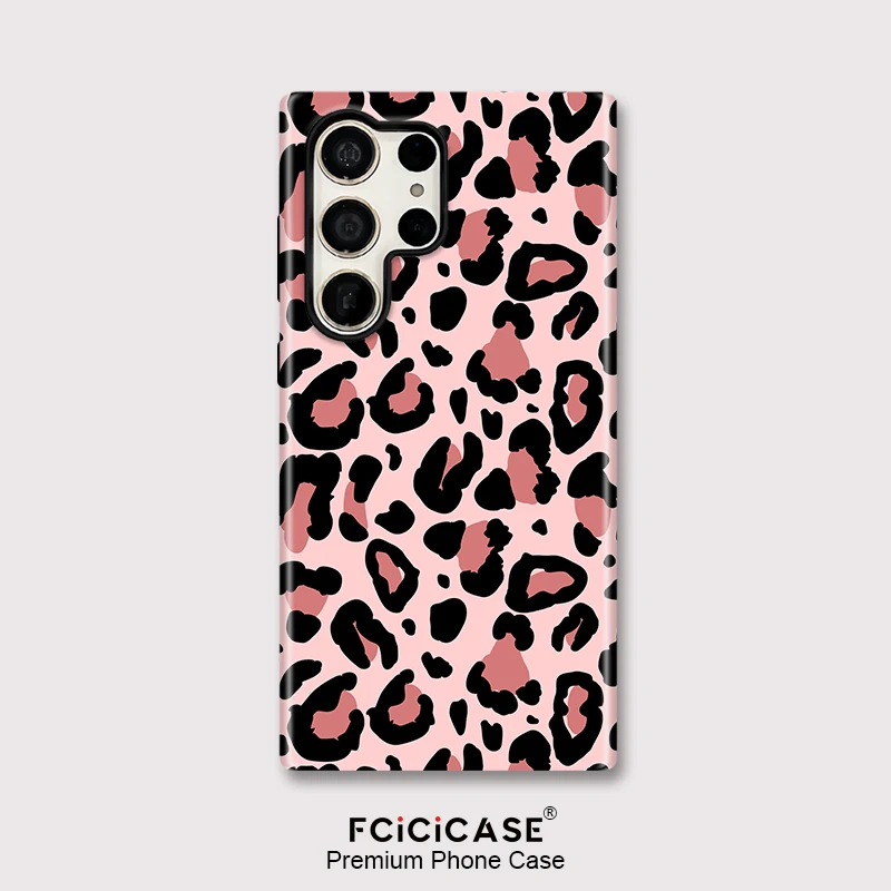 Capa de Telefone Fcicicase para Samsung Galaxy S26 Ultra S26+ S26 Plus Edge com Estampa de Leopardo, à Prova de Choque, Acrílica, Camada Dupla