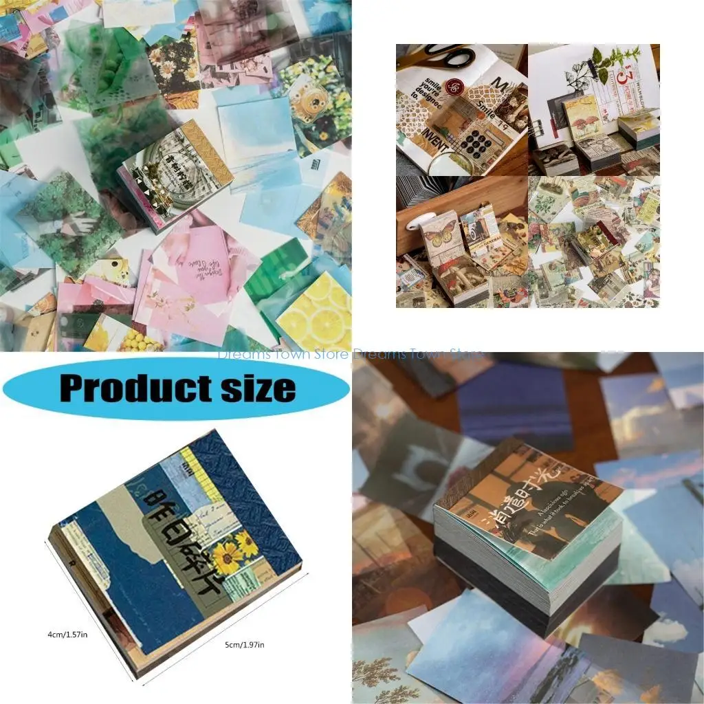 HX6A 400 Sheets Retro Craft Paper Decoration Paper Memo Pad Small Notebook Multifunctional Writing Pad School Supplies