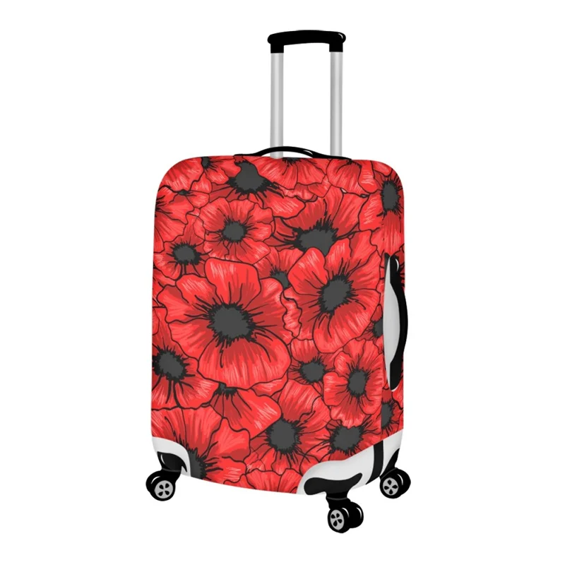 Red Flower Pattern Bagagem Capas para Mulheres, Sujo Resistente Mala Protetor, Não-Poeira Lavável Capas de Bagagem, Fit para 18-32"