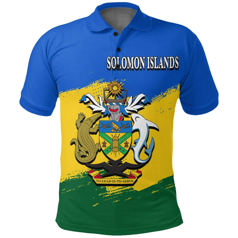 Solomon Islands Flag Map 3D Printed Polo Shirts For Men Clothes Solomons National Emblem POLO Shirt Casual Man Short Sleeve Tops