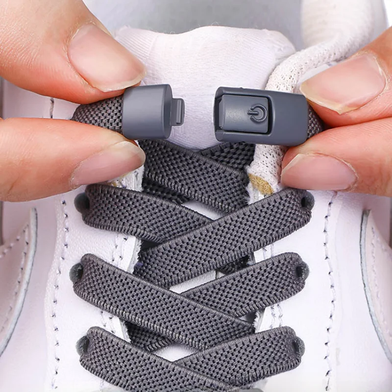 Cordones para zapatos sin atar, cordones con cierre a presión sin corbatas, cordones elásticos, zapatillas para niños y adultos, cordones planos ensanchados de 8MM para zapatos