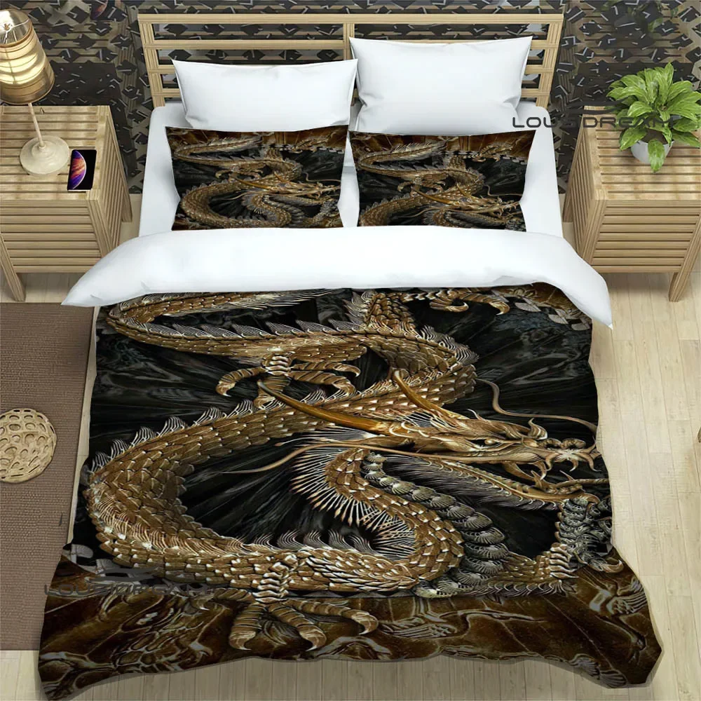 3D Retro dragon printed Bedding Sets exquisite bed supplies set duvet cover bed comforter set bedding set luxury birthday gift