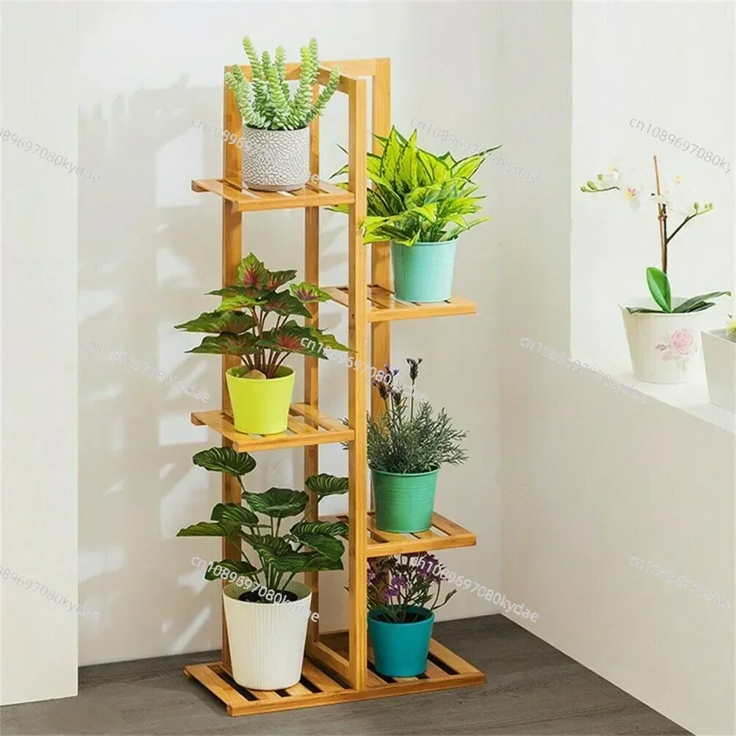 Bamboo 5 / 6 Tier Plant Stand Rack Multiple Flower Pot Holder Shelf Indoor Outdoor Planter Display Shelving Unit For Patio